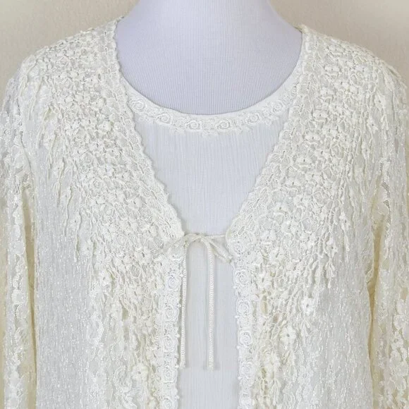 Vintage Magnet Art Lynn Yang Gauze Lace Dress and Jacket - M - Picture 2 of 14